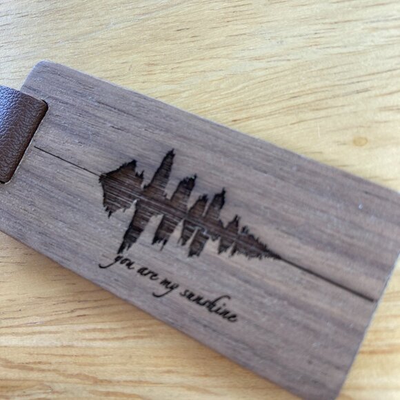 You Are My Sunshine Soundwave Wooden Keychain - Picture 3 of 4